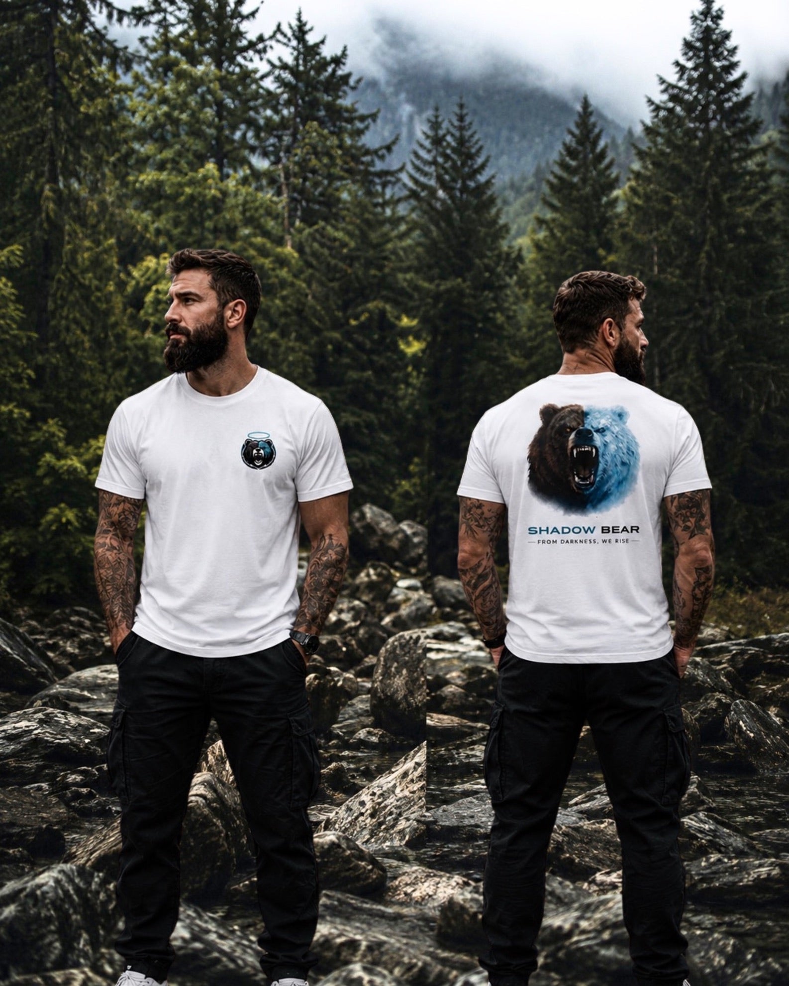 Shadow Bear - Large Bear White Tee