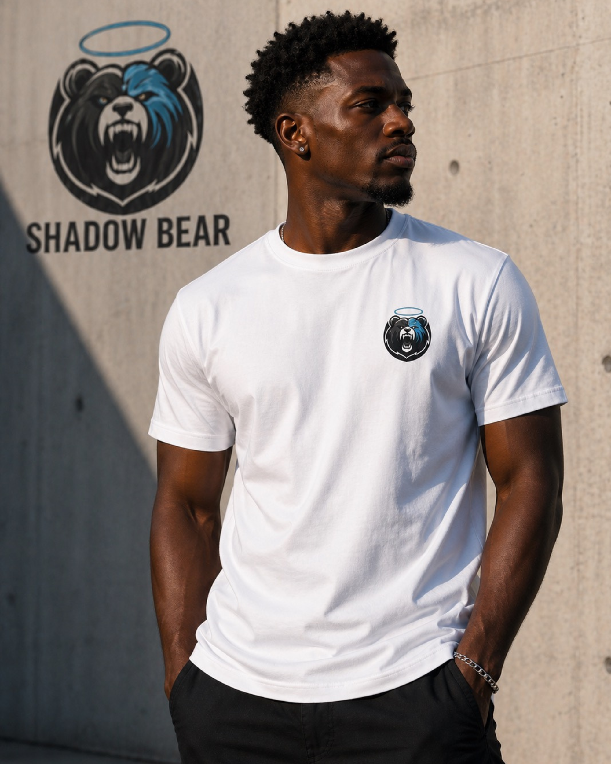 Shadow Bear White Logo Tee