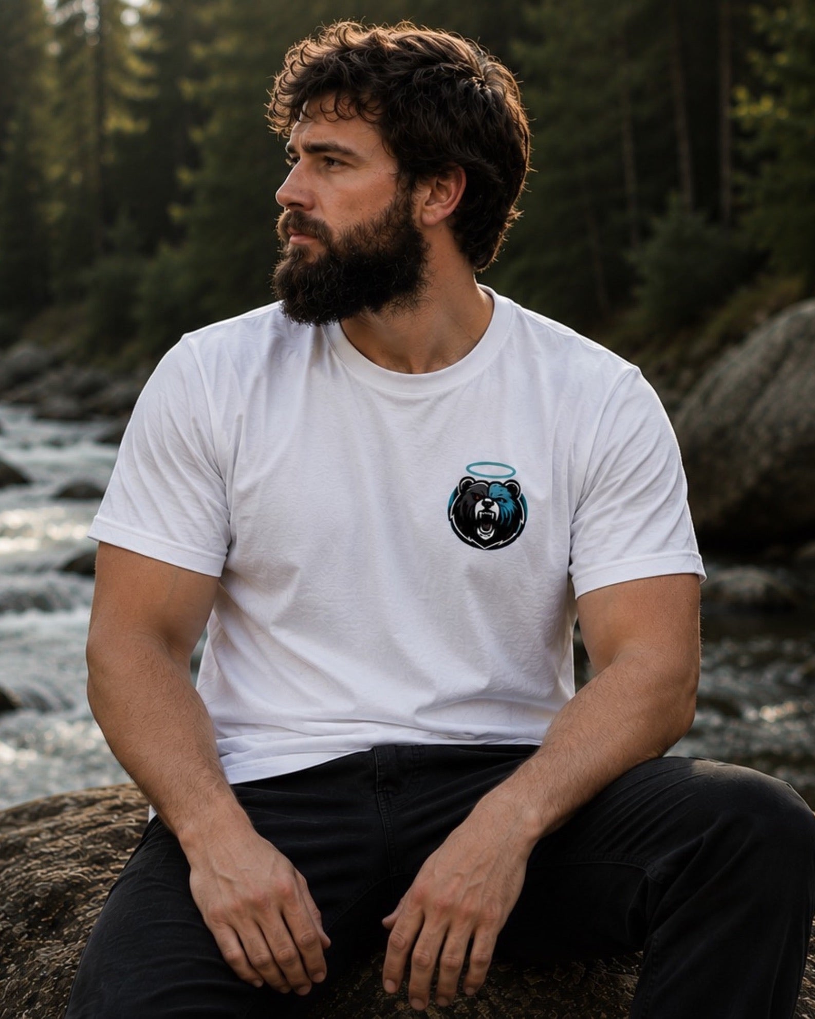 Shadow Bear - Large Bear White Tee
