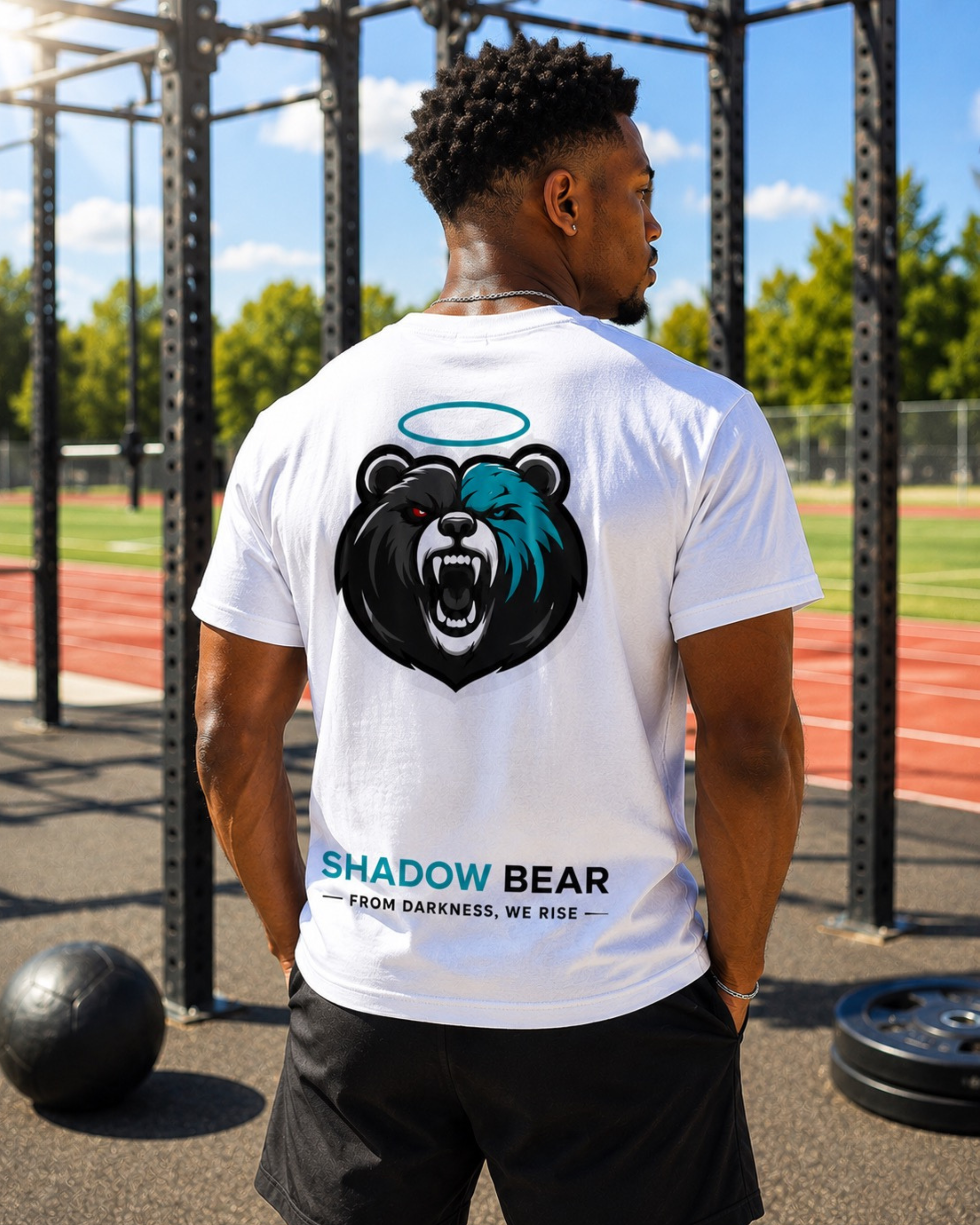 Shadow Bear White Logo Tee