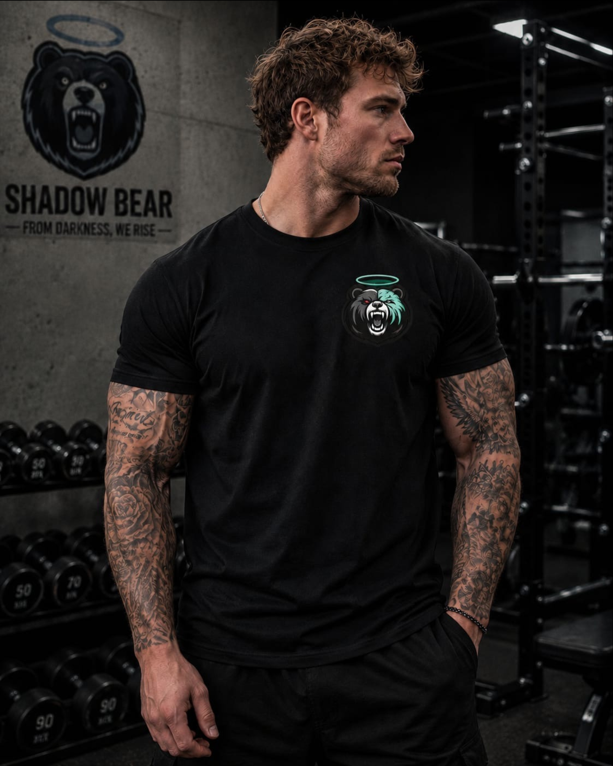 Shadow Bear - Large Bear Black Tee