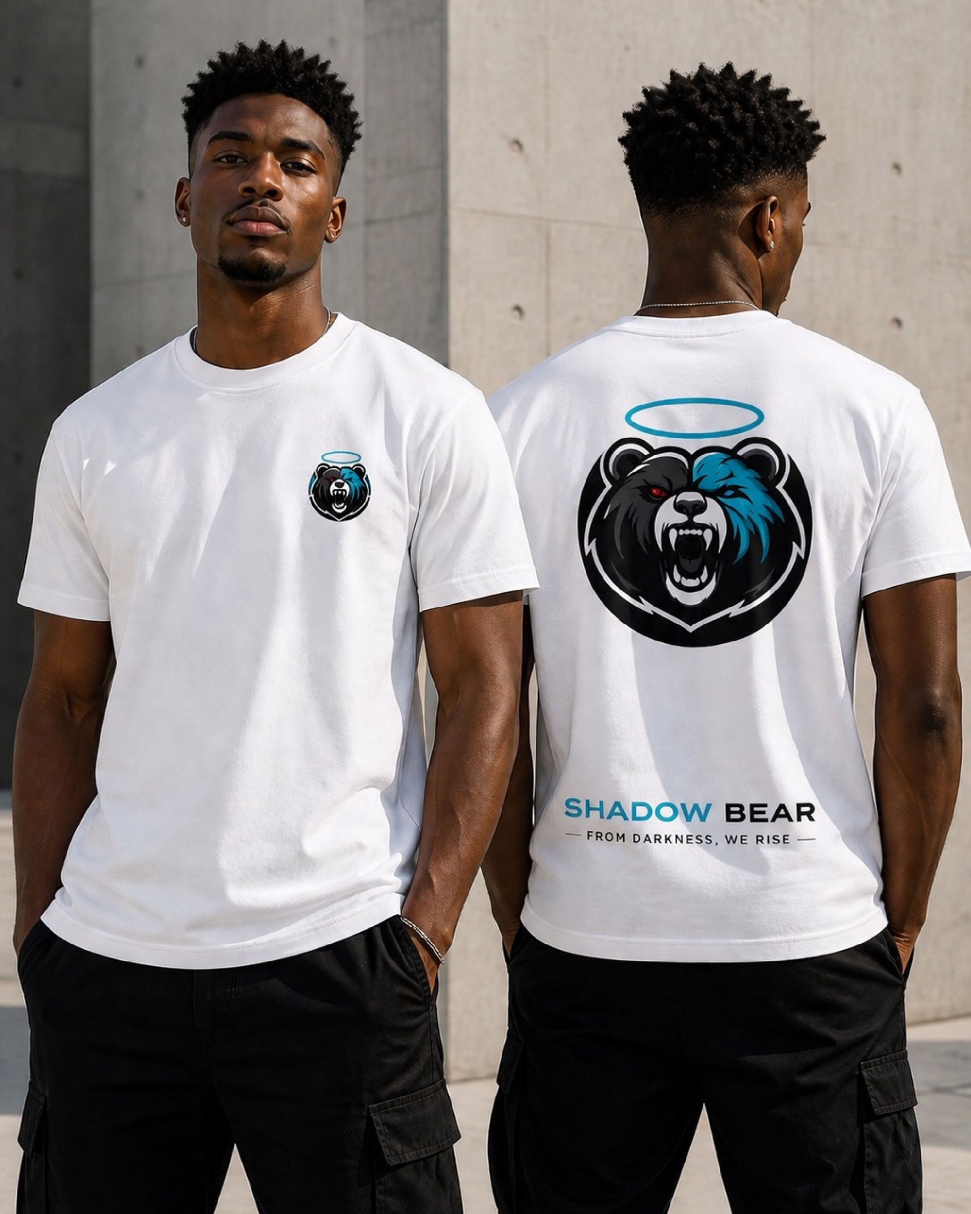 Shadow Bear White Logo Tee