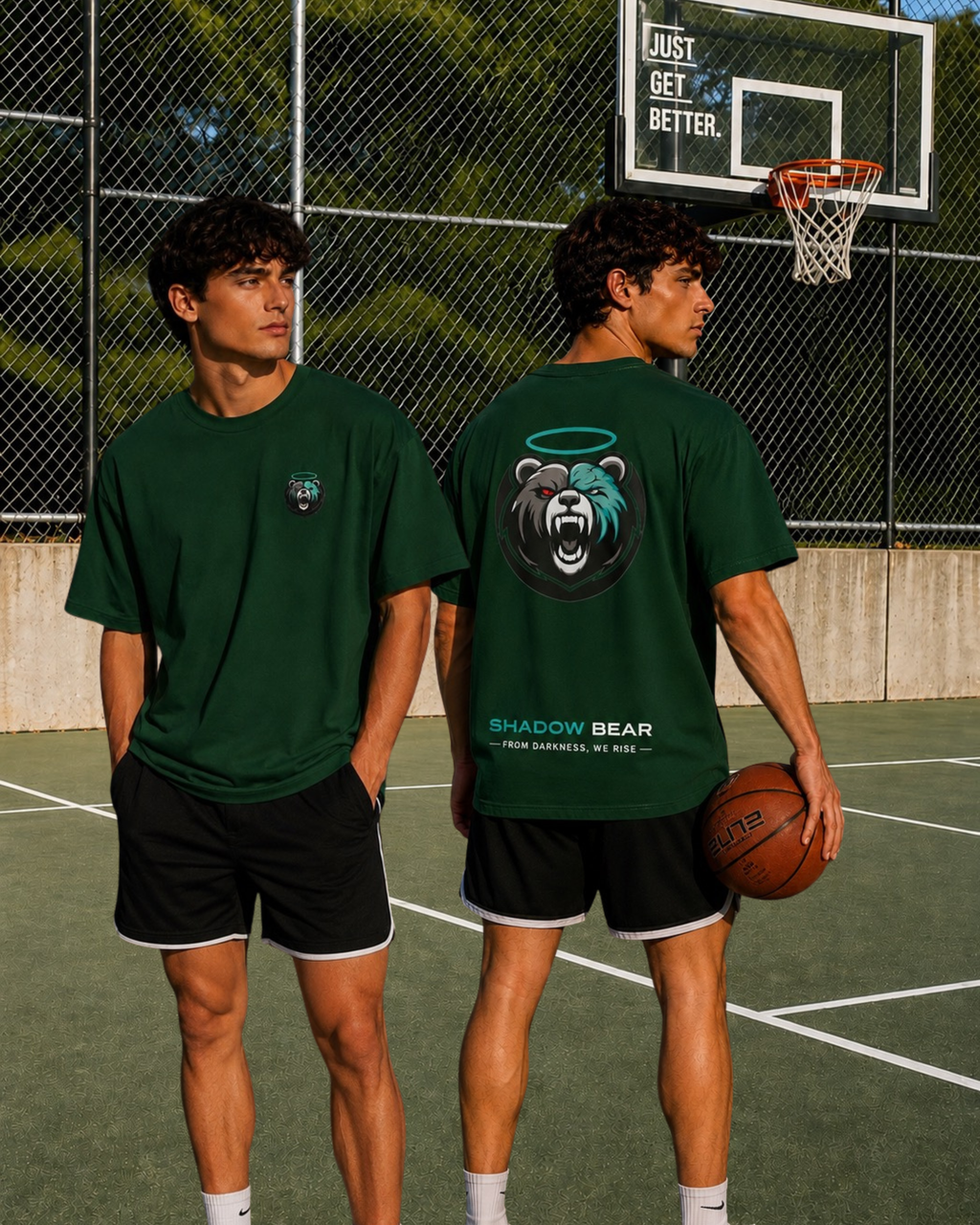 Shadow Bear Green Logo Tee