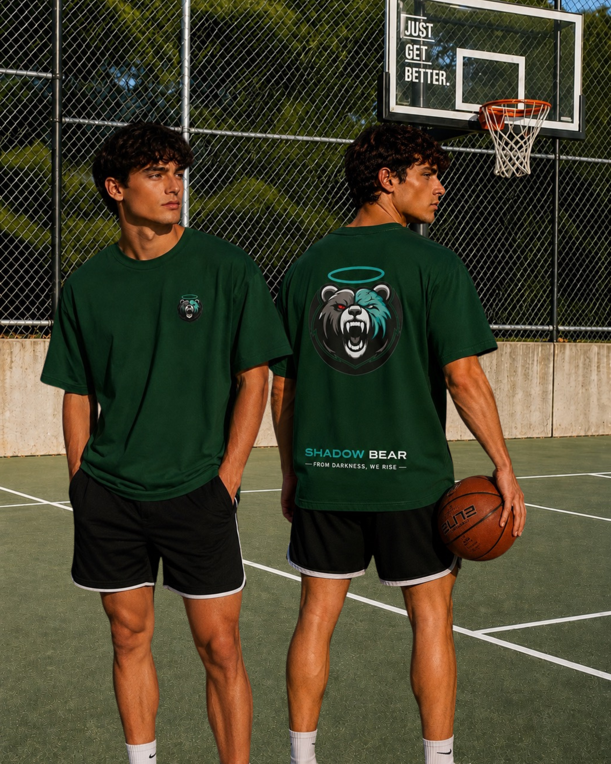 Shadow Bear Green Logo Tee