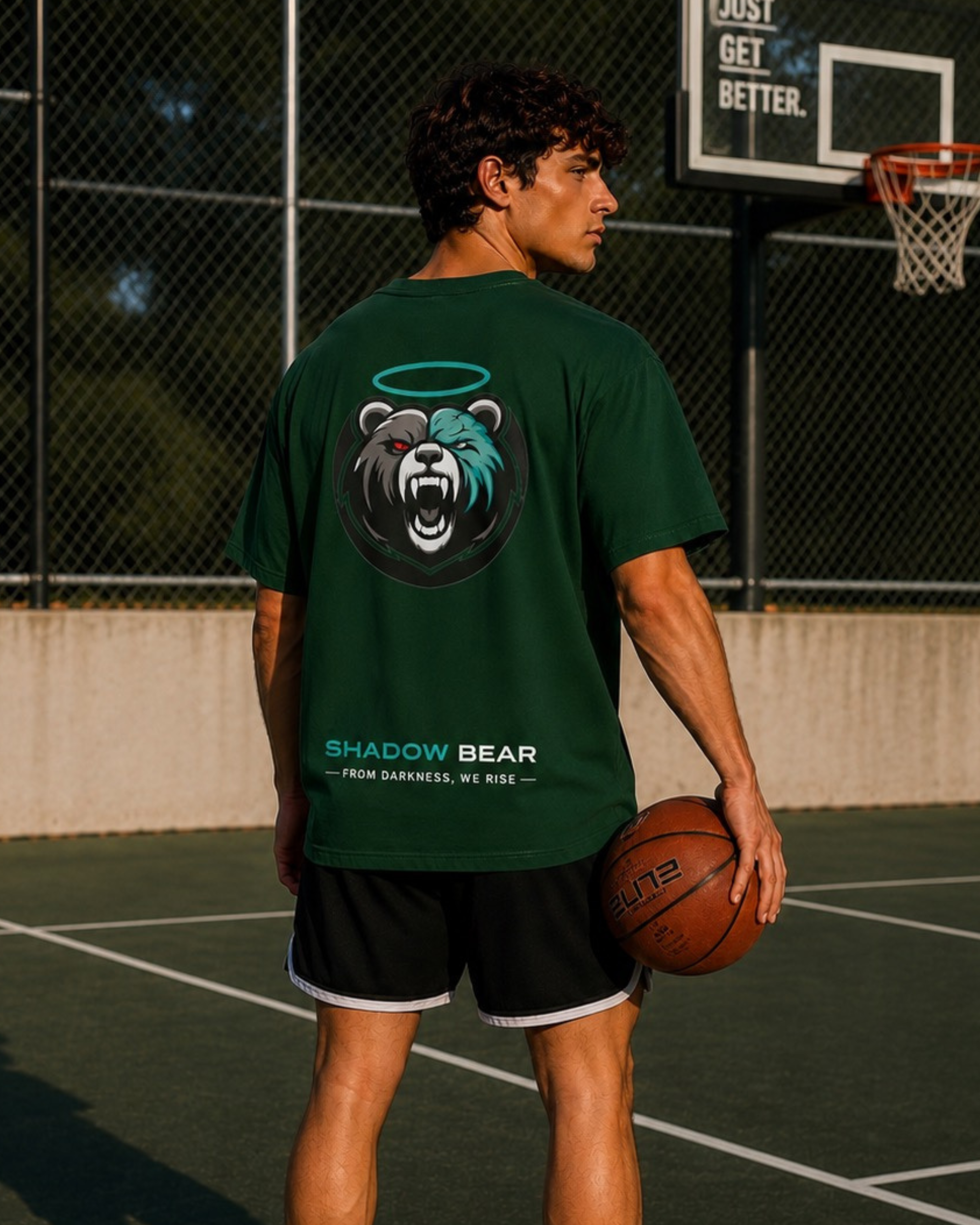 Shadow Bear Green Logo Tee