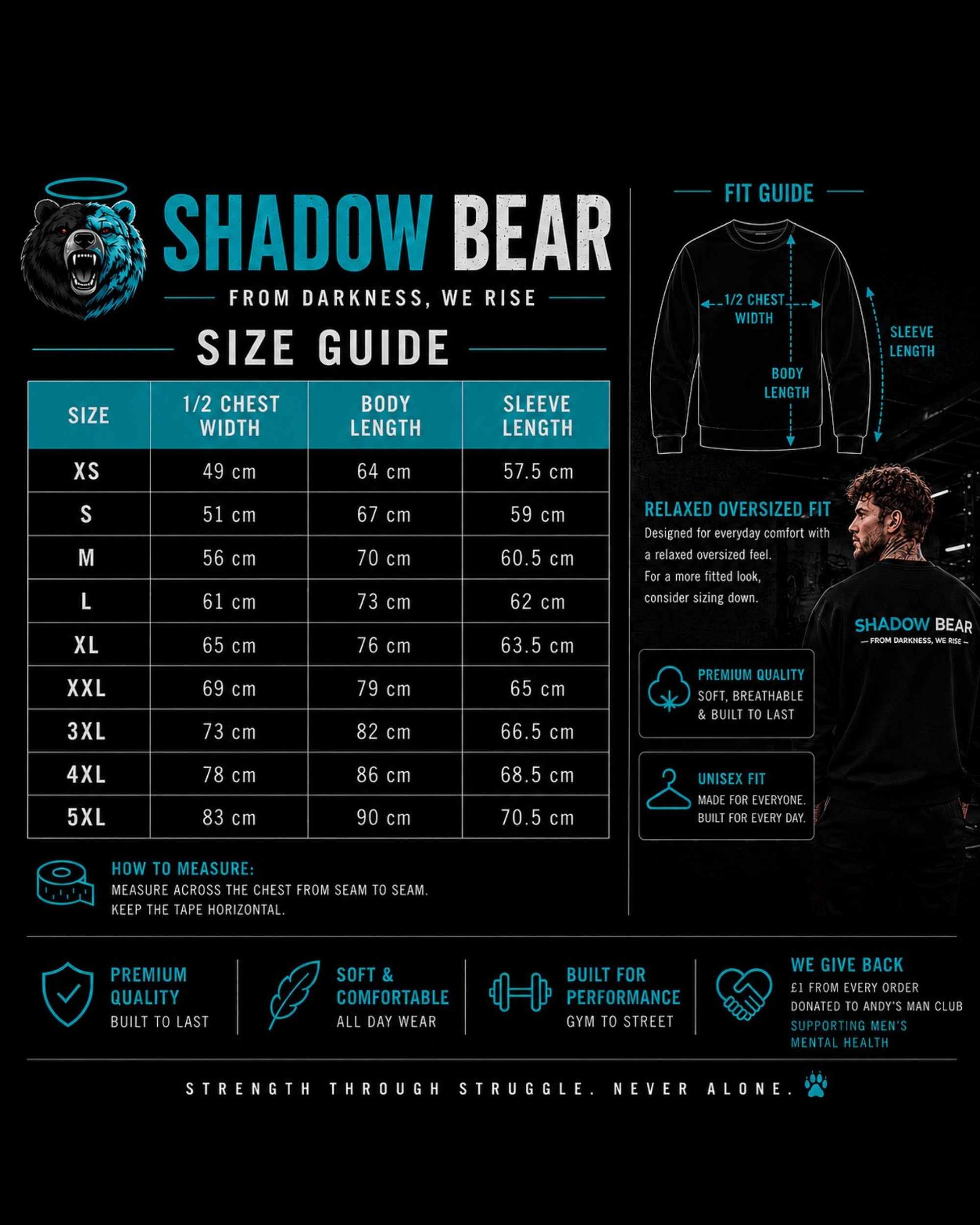 Shadow Bear Black Oversized Sweatshirt