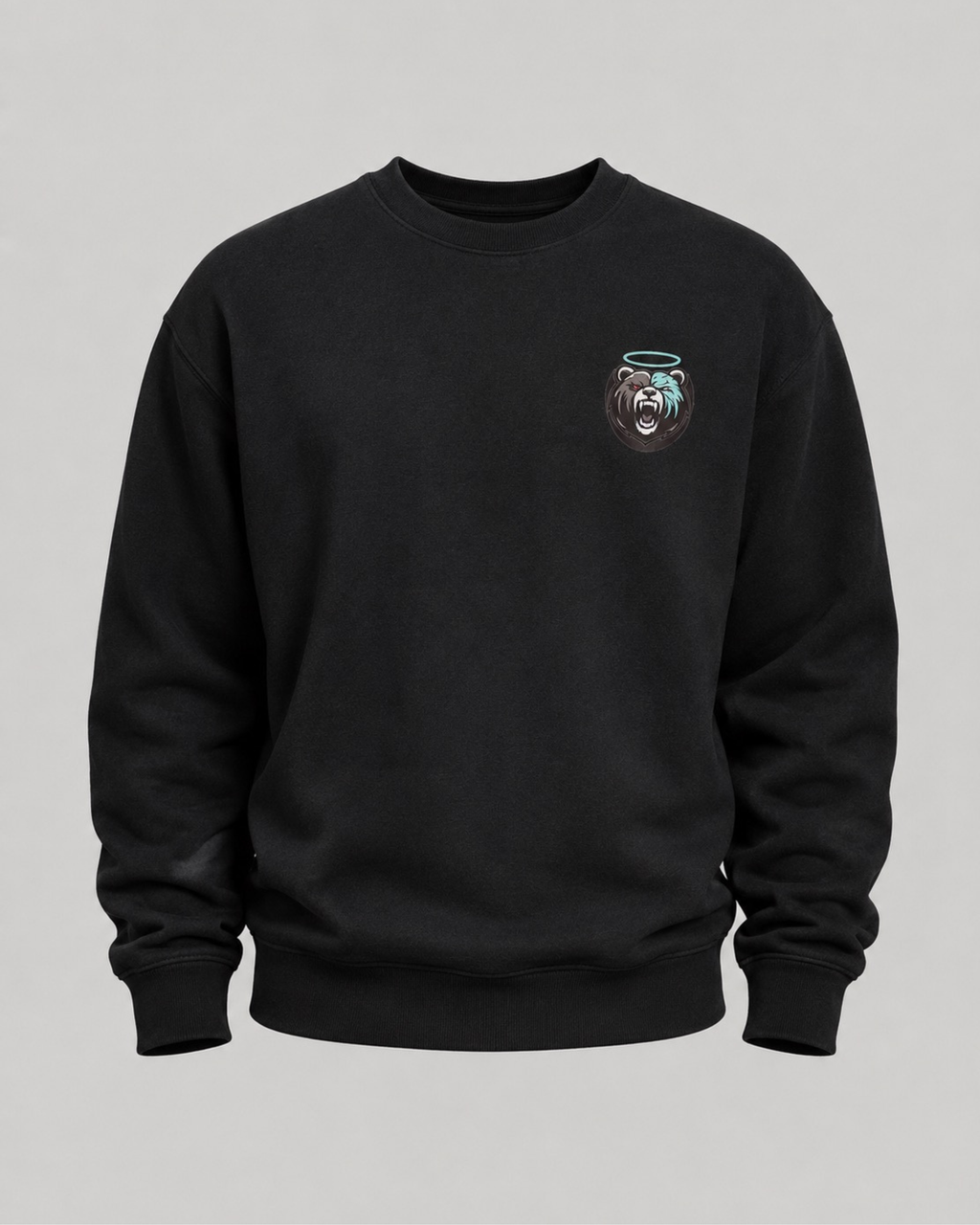 Shadow Bear Black Oversized Sweatshirt
