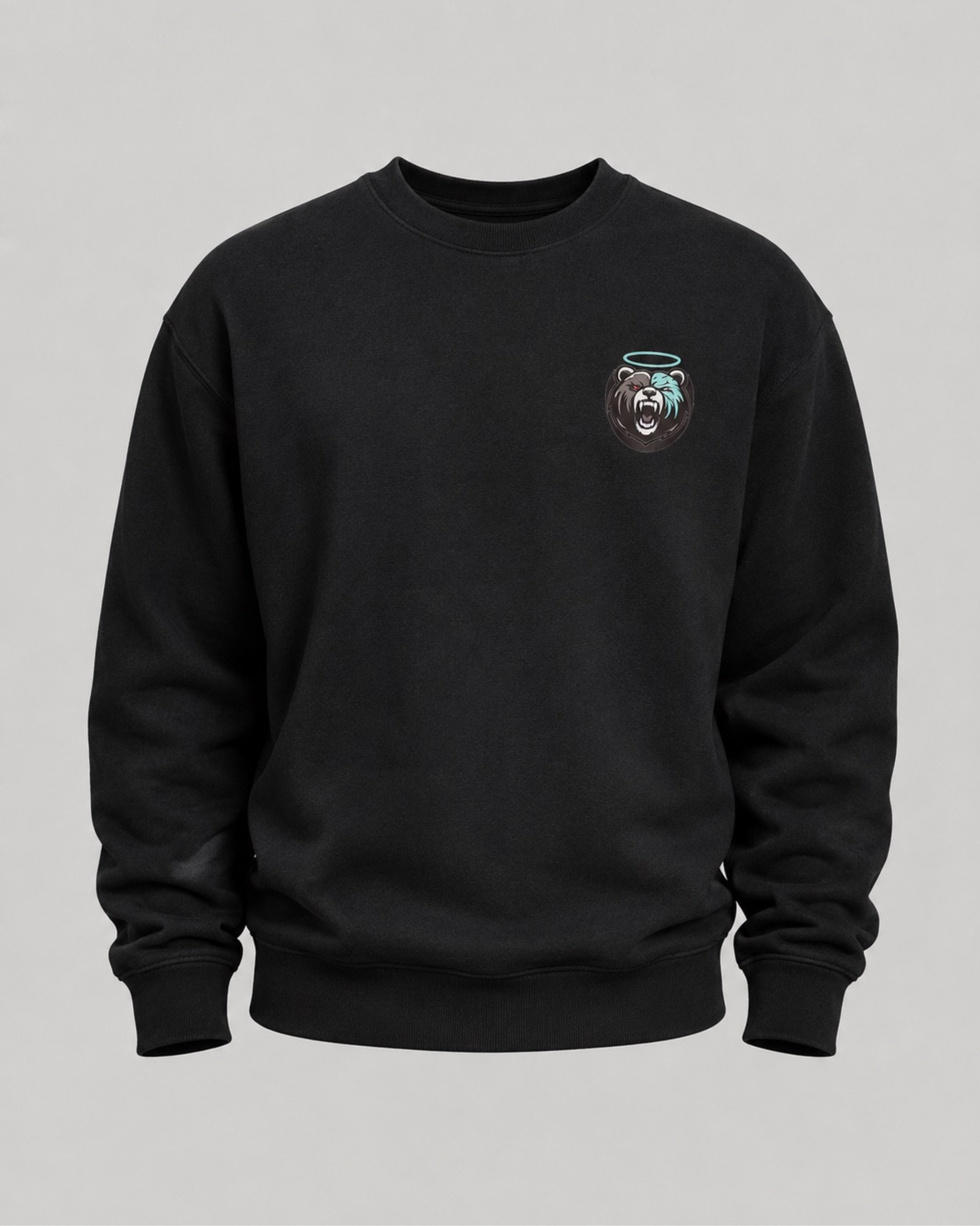 Shadow Bear Black Oversized Sweatshirt