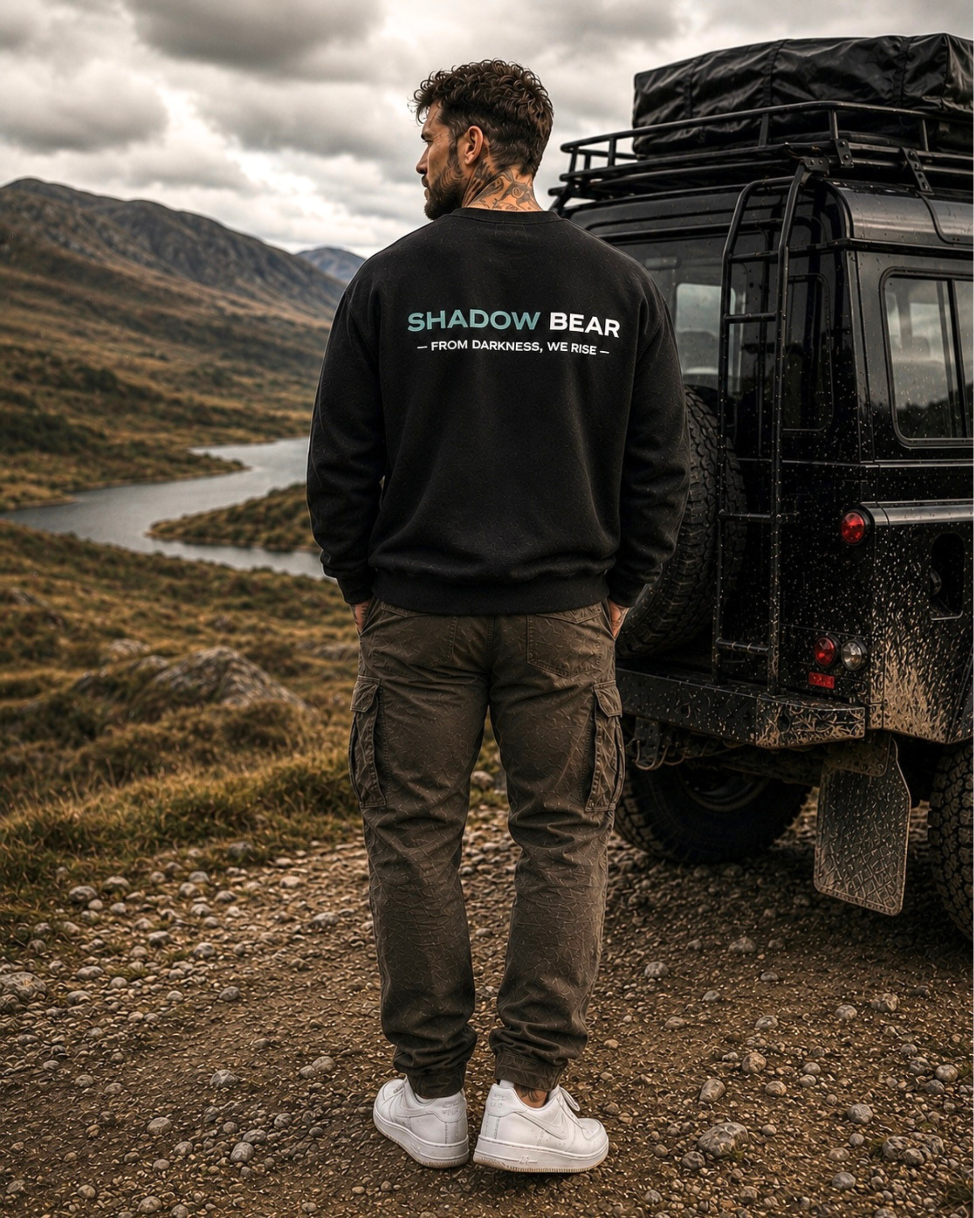 Shadow Bear Black Oversized Sweatshirt