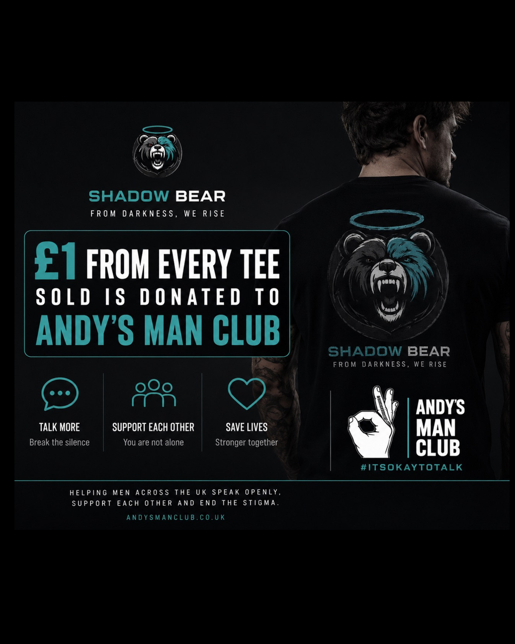 Shadow Bear Black Logo Tee