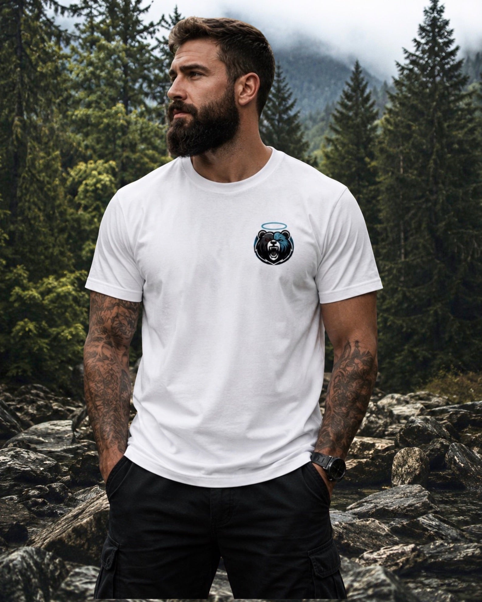 Shadow Bear - Large Bear White Tee