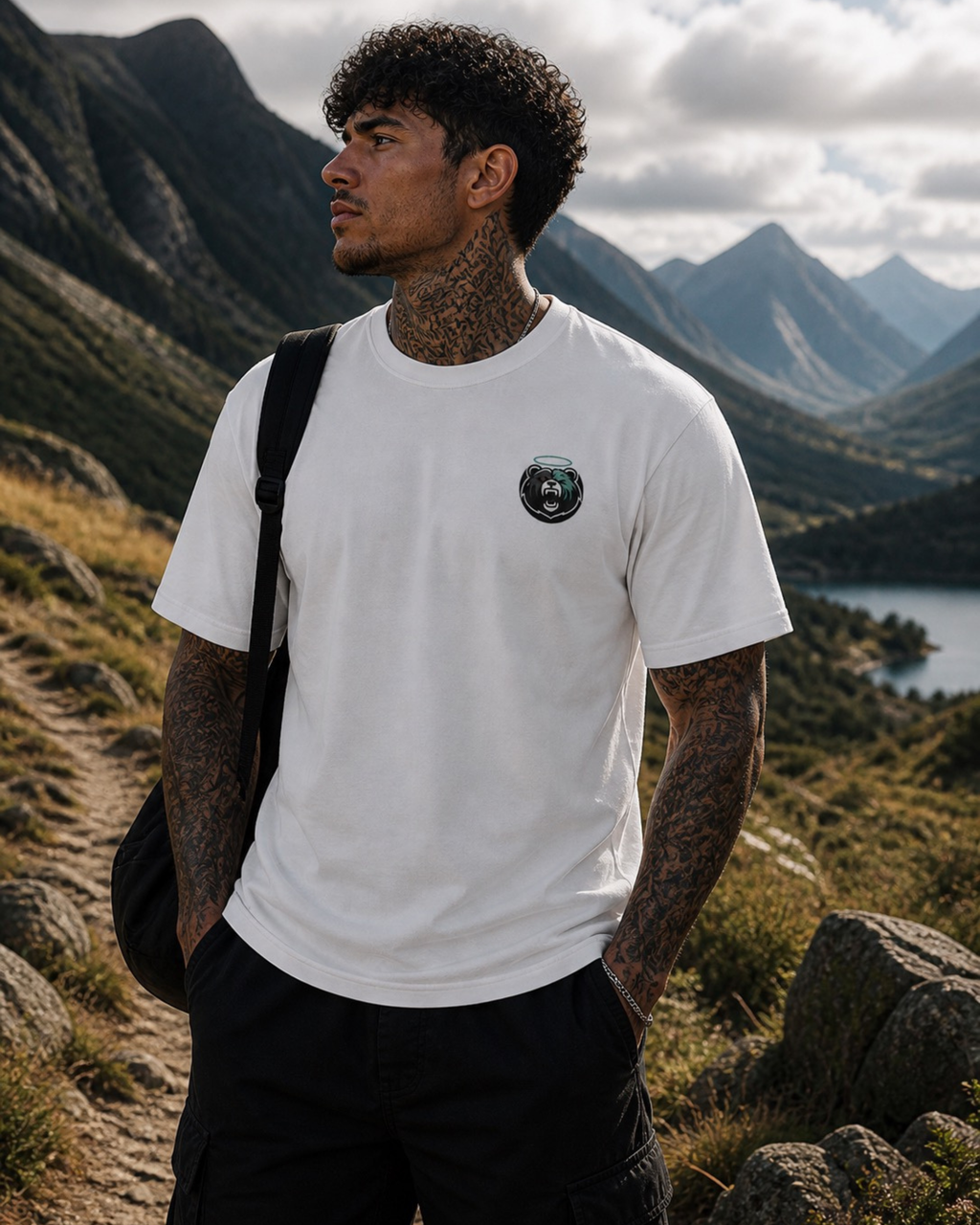 Shadow Bear Tee White