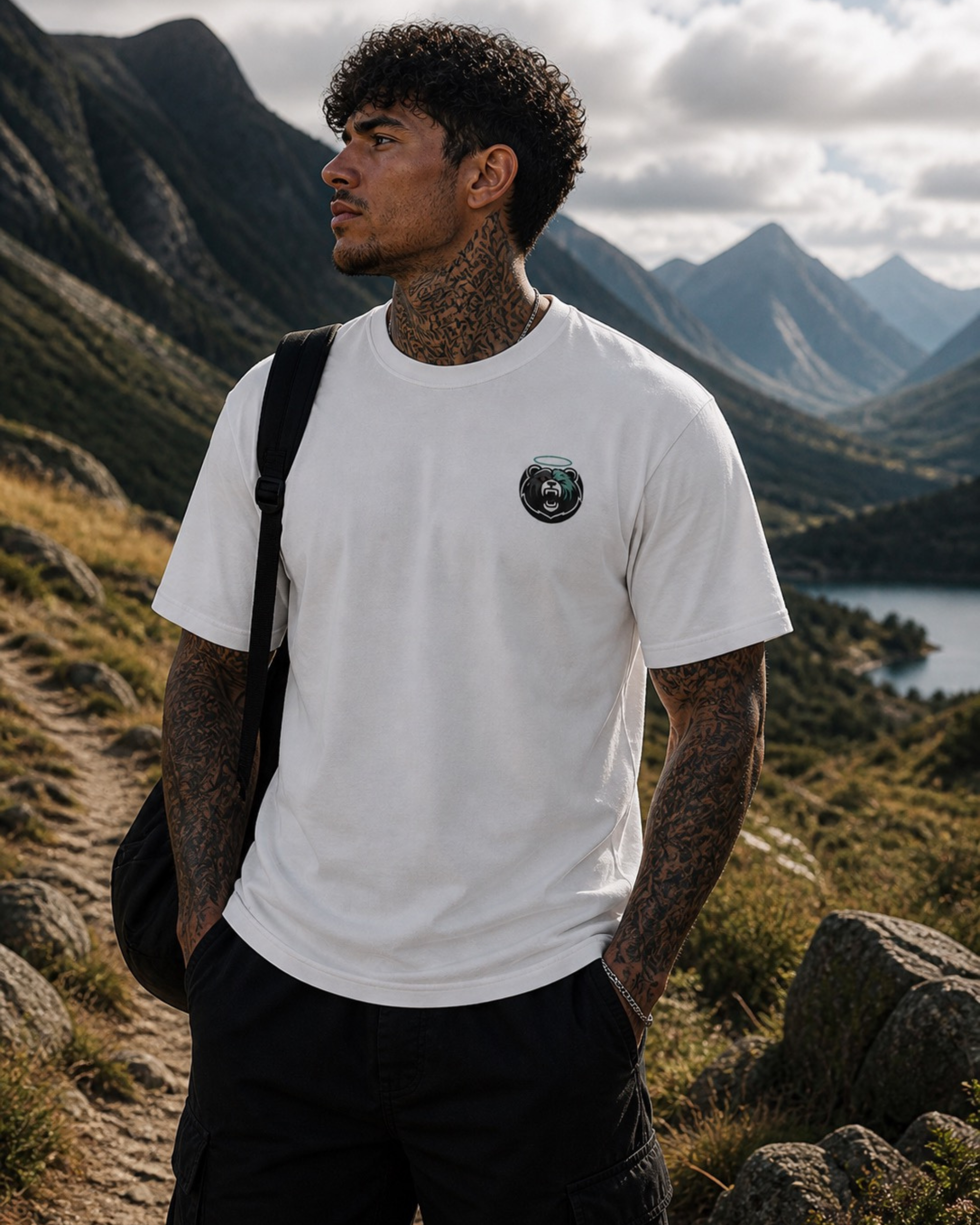 Shadow Bear Tee White