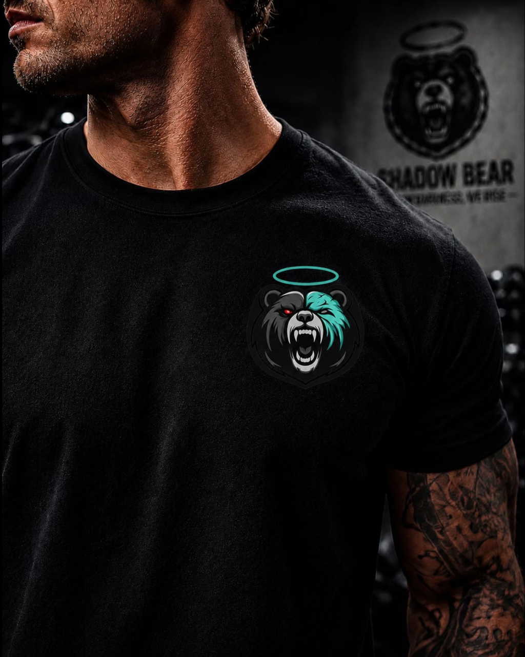 Shadow Bear - Large Bear Black Tee