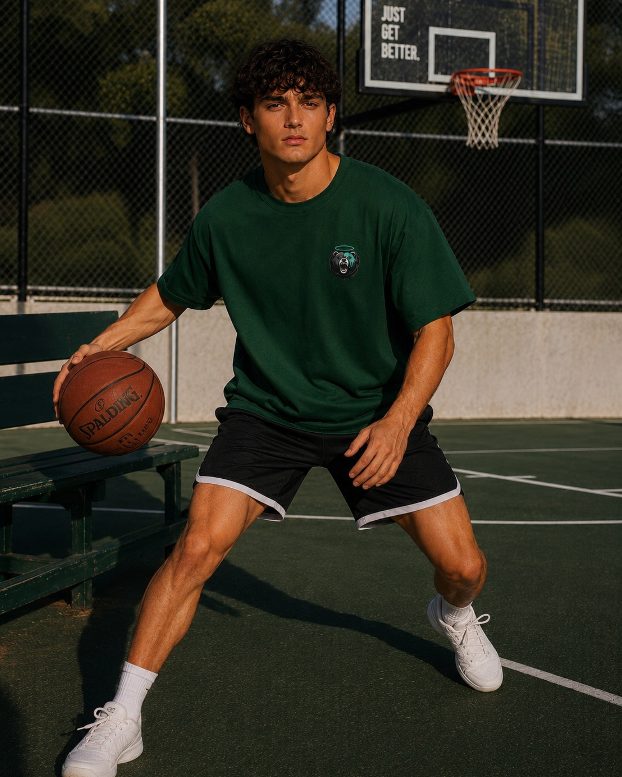 Shadow Bear Green Logo Tee