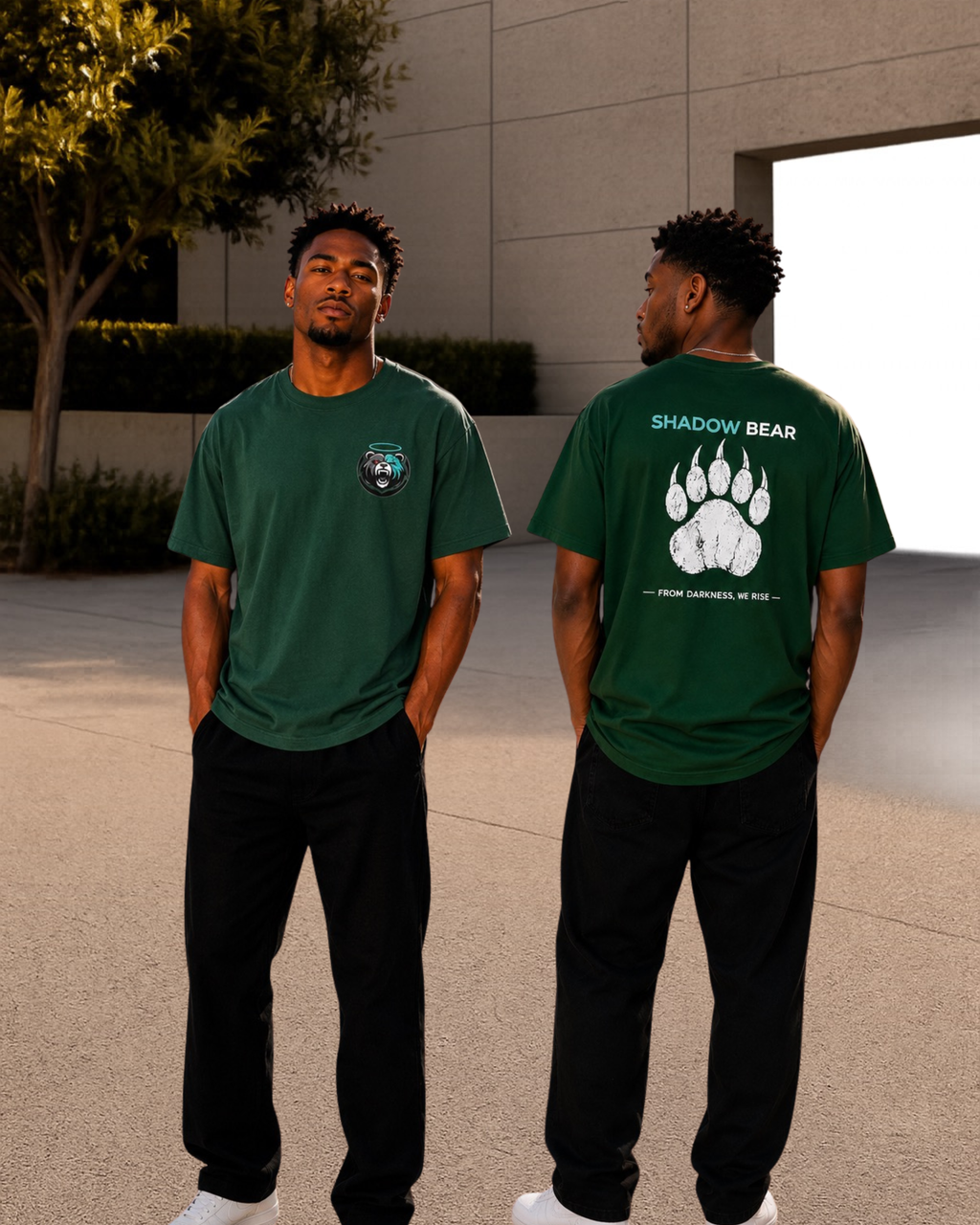 Shadow Bear Green Paw Graphic T-Shirt