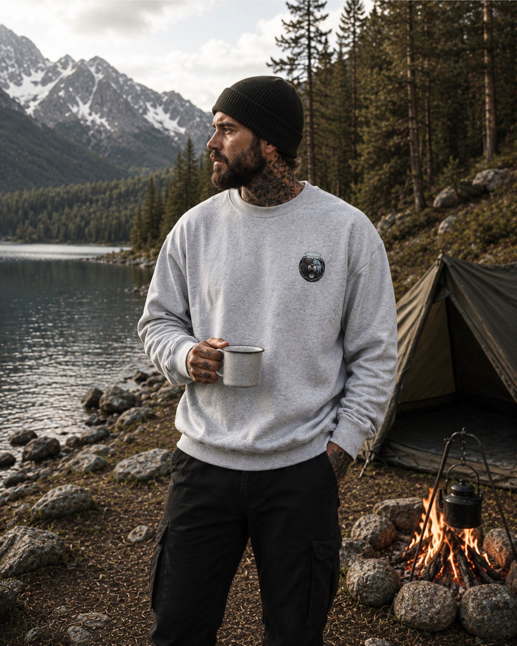 Shadow Bear Grey Oversized Sweatshirt