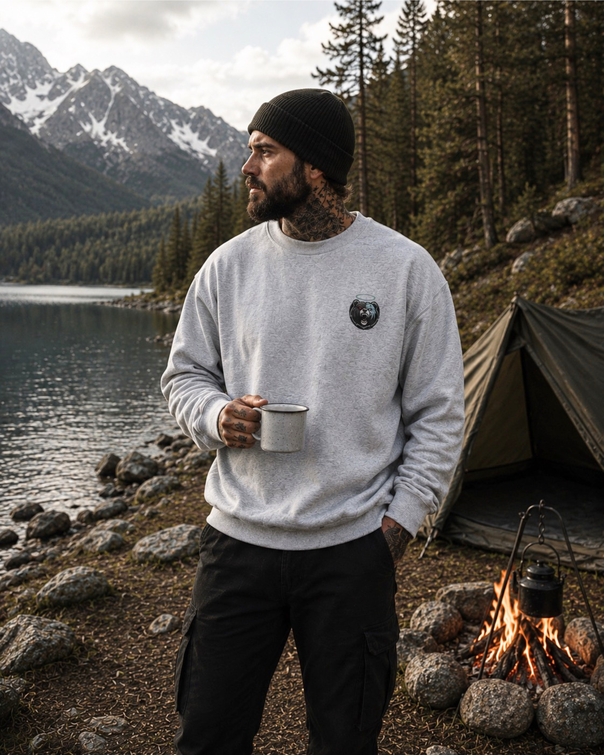 Shadow Bear Grey Oversized Sweatshirt