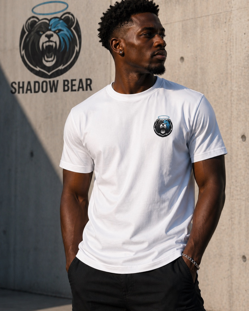 Shadow Bear Tee White