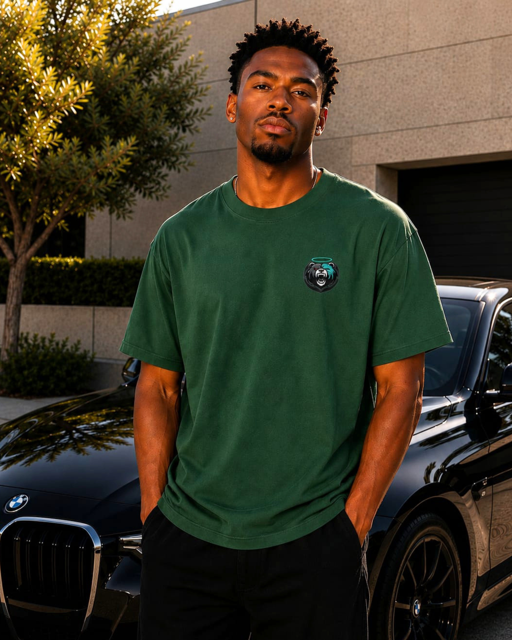 Shadow Bear Green Paw Graphic T-Shirt