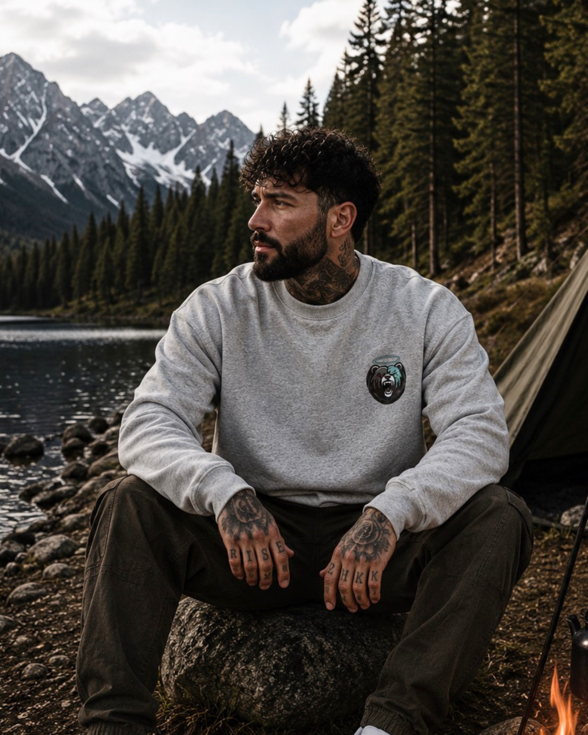 Shadow Bear Grey Oversized Sweatshirt
