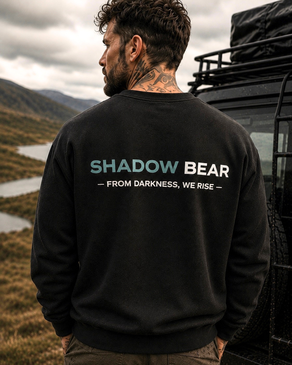 Shadow Bear Black Oversized Sweatshirt