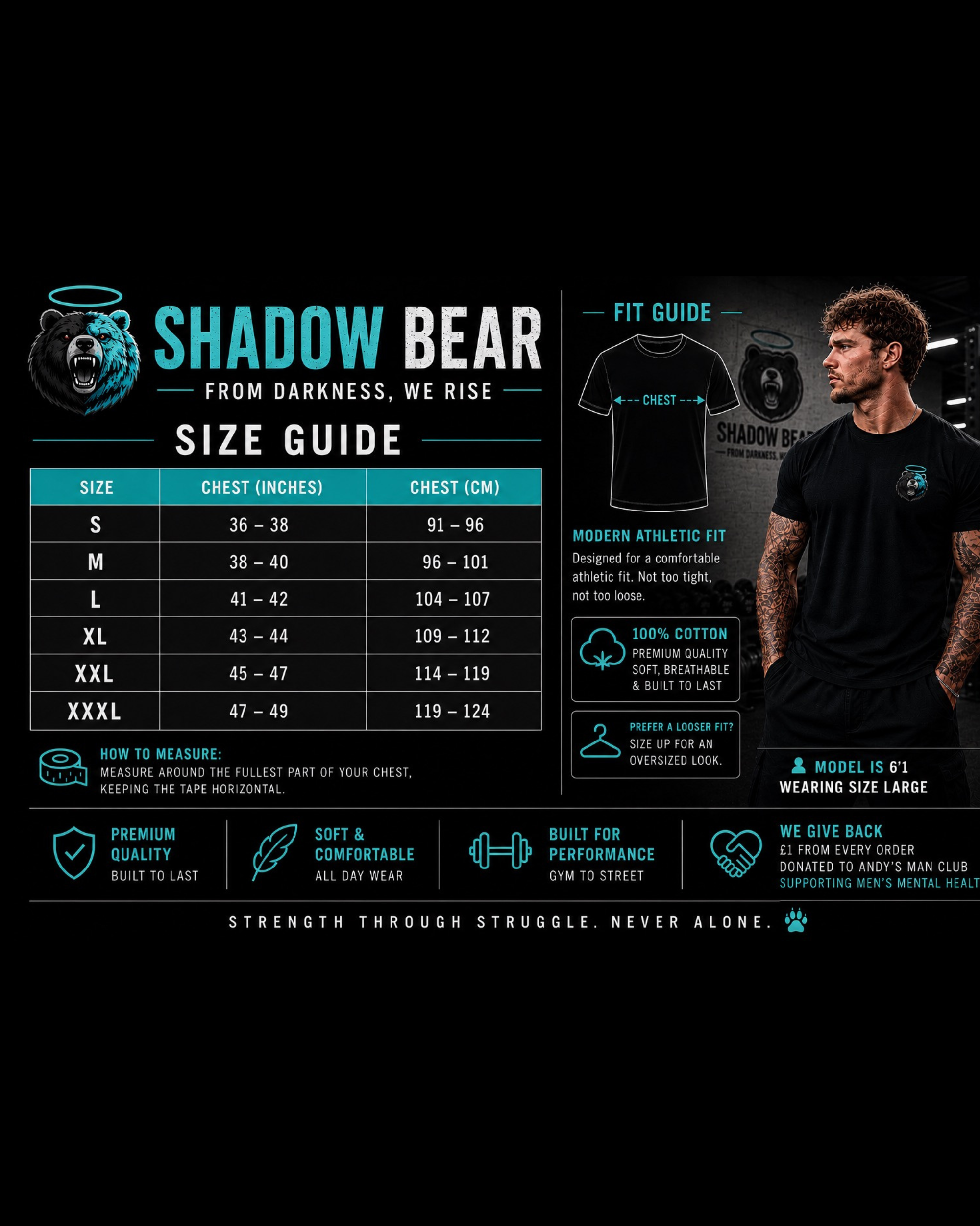 Shadow Bear - Large Bear Black Tee