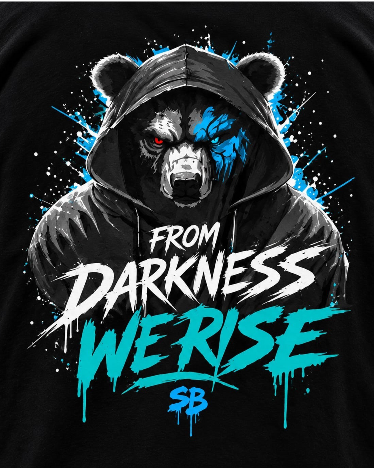 From Darkness We Rise – Black Hooded Bear T-Shirt
