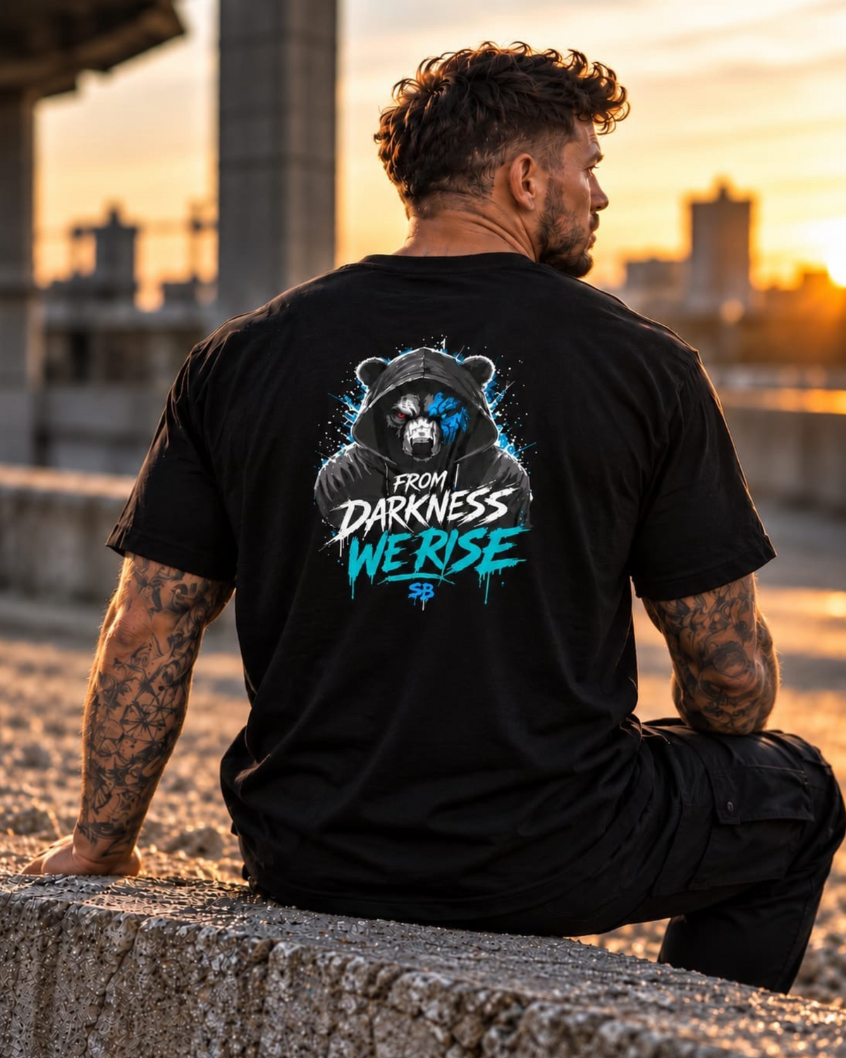 From Darkness We Rise – Black Hooded Bear T-Shirt