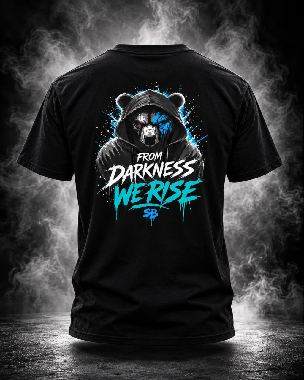 From Darkness We Rise – Black Hooded Bear T-Shirt