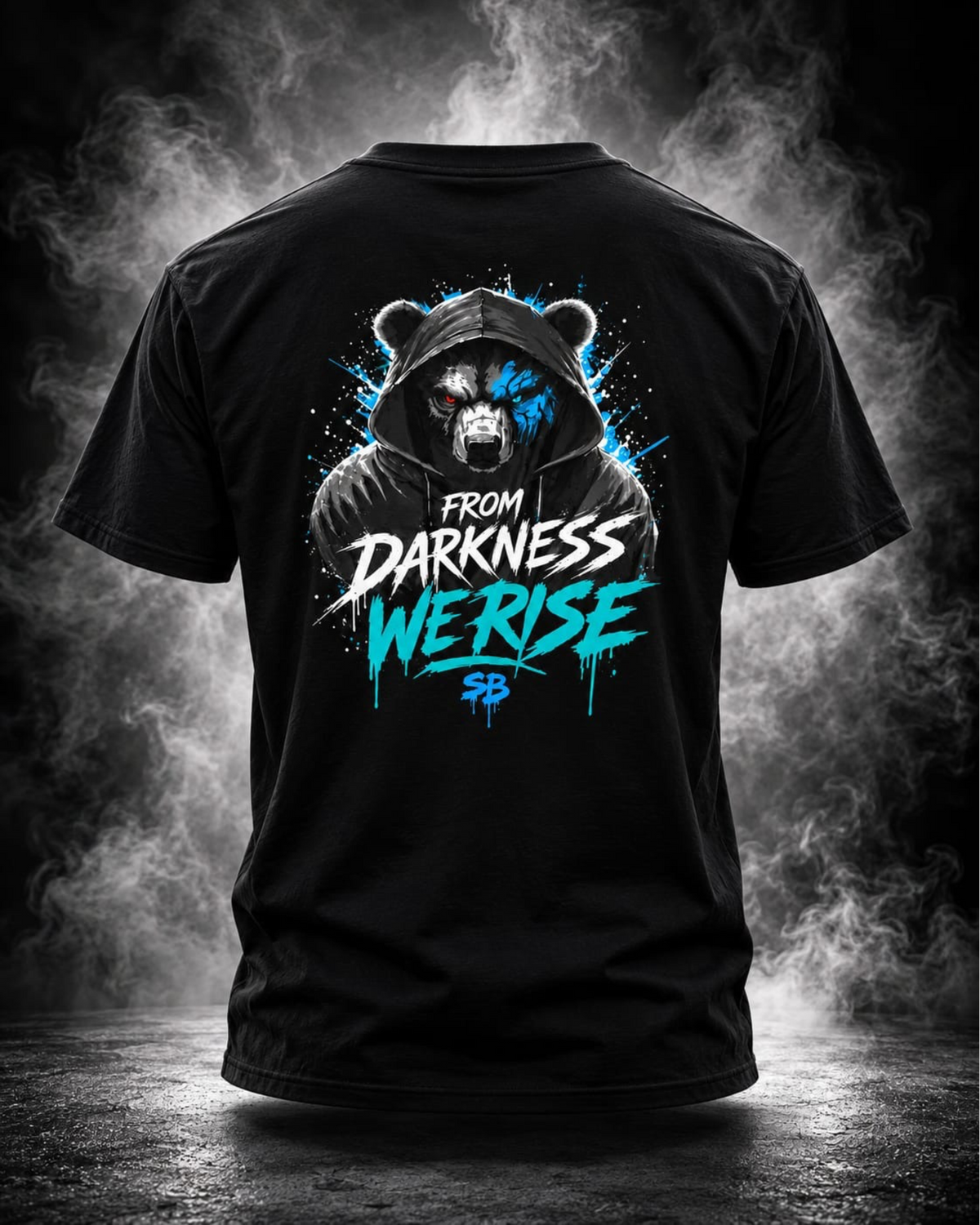 From Darkness We Rise – Black Hooded Bear T-Shirt