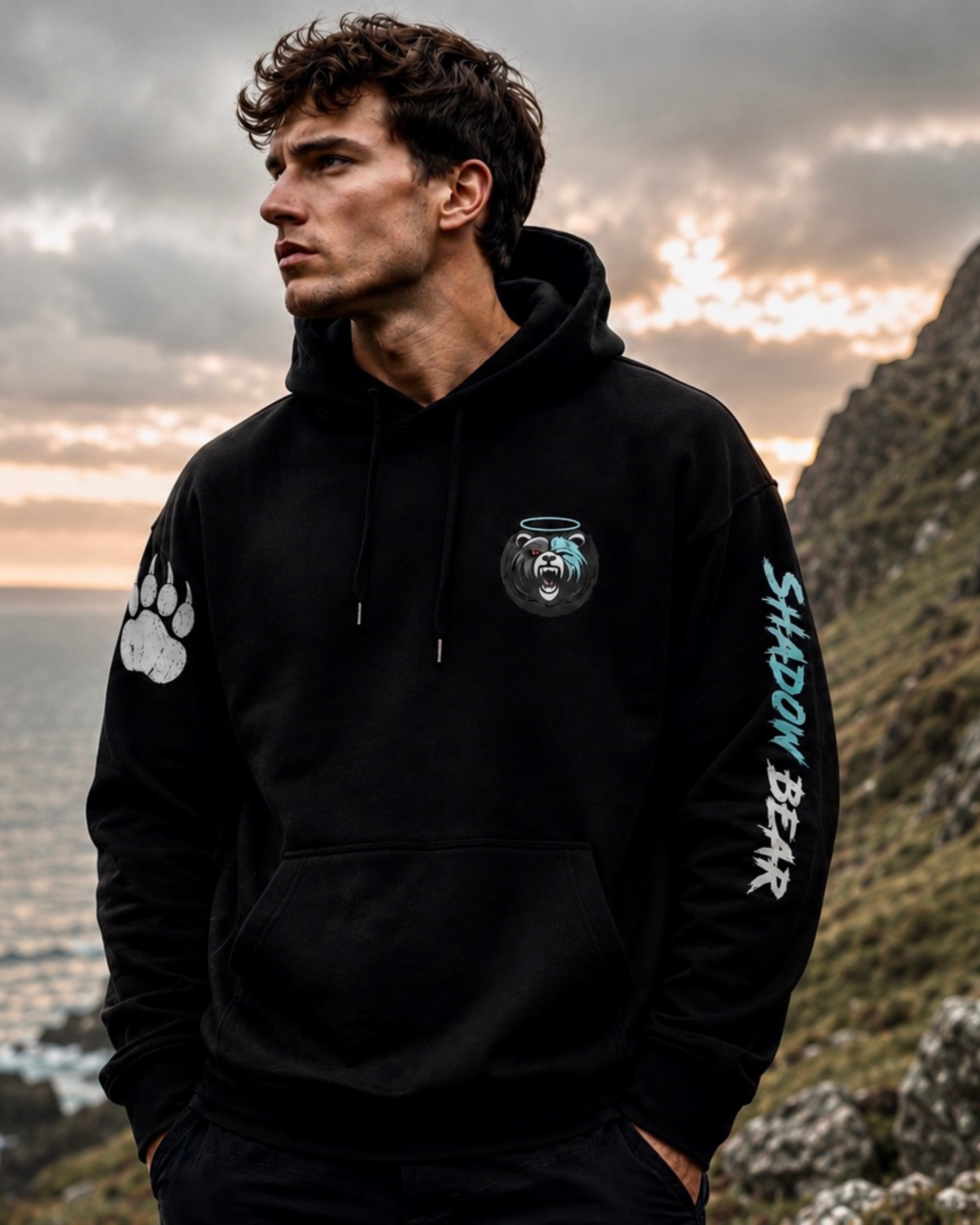 Shadow Bear Signature Hoodie - Black