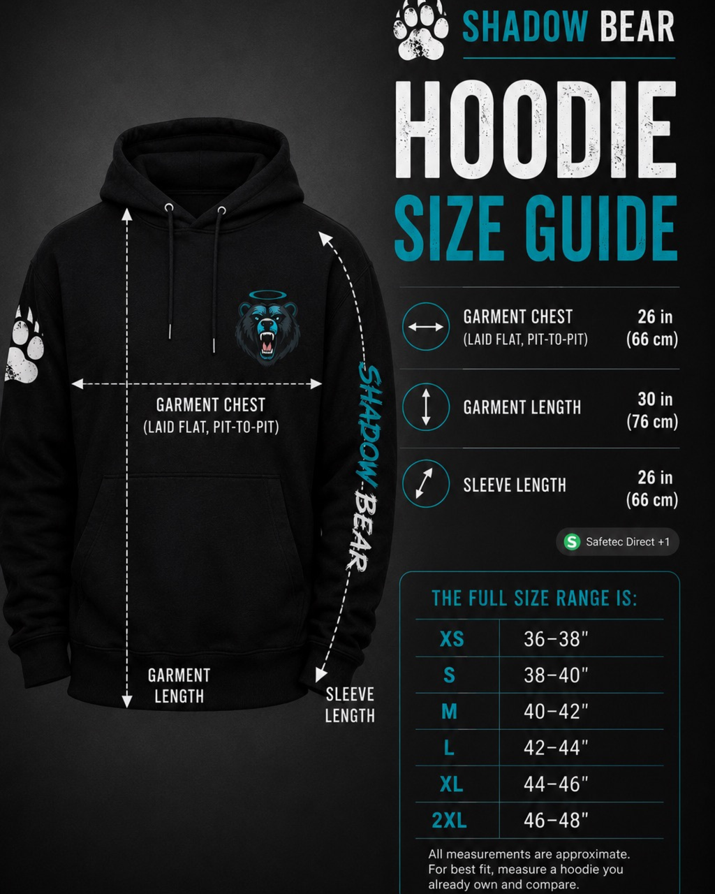 Shadow Bear Signature Hoodie - Black