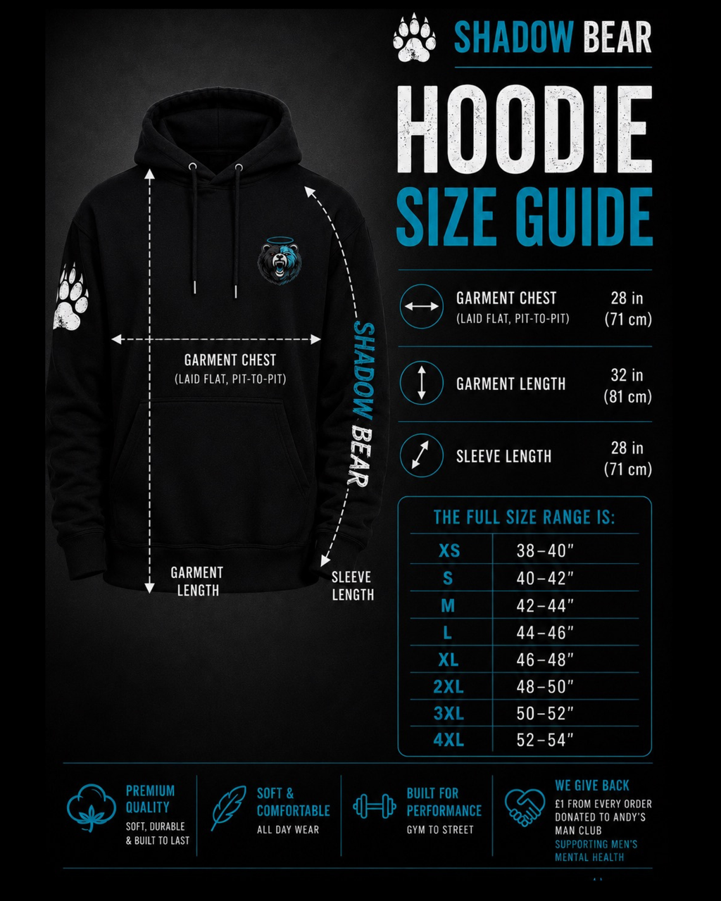 Shadow Bear Signature Hoodie - Black