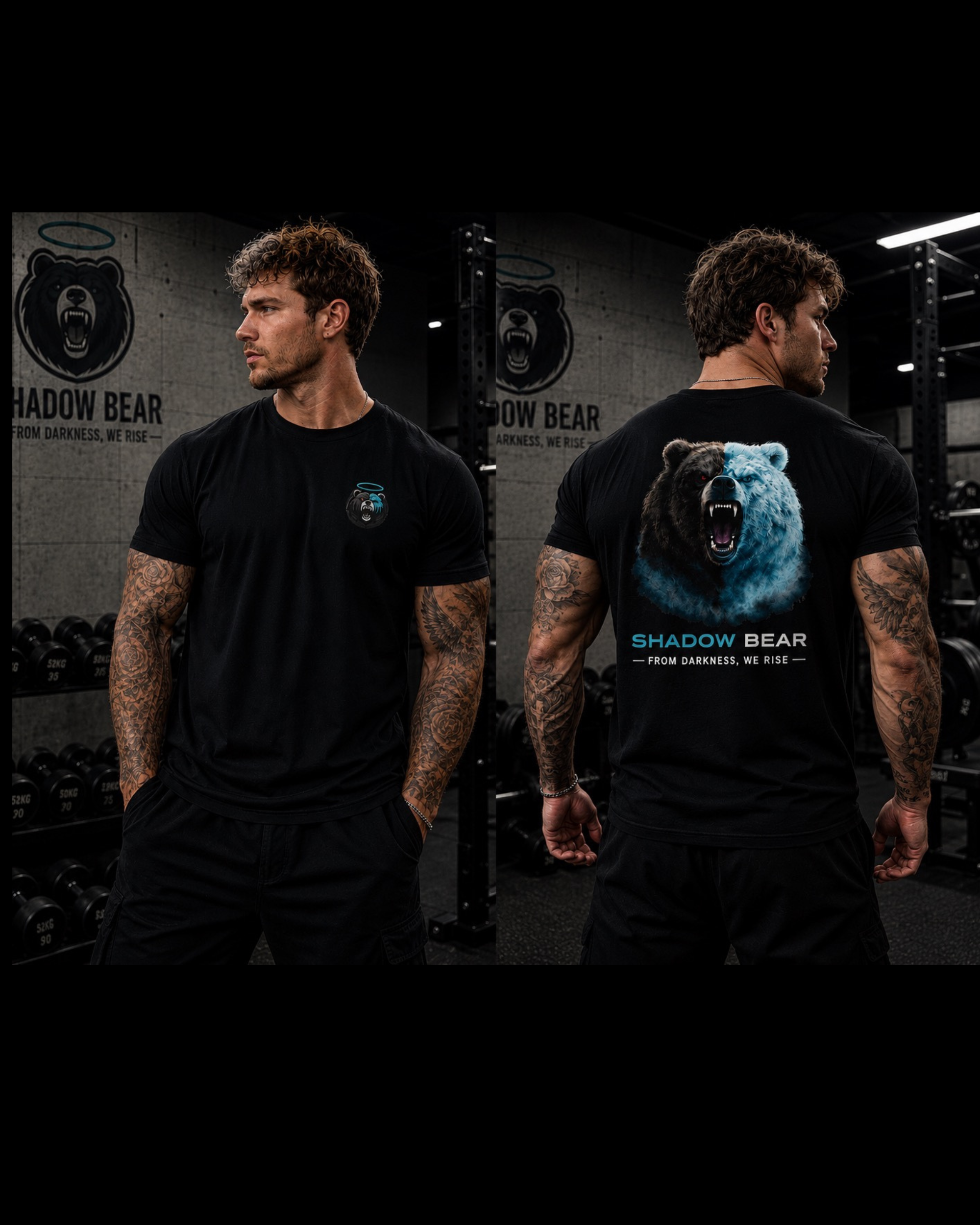 Shadow Bear - Large Bear Black Tee