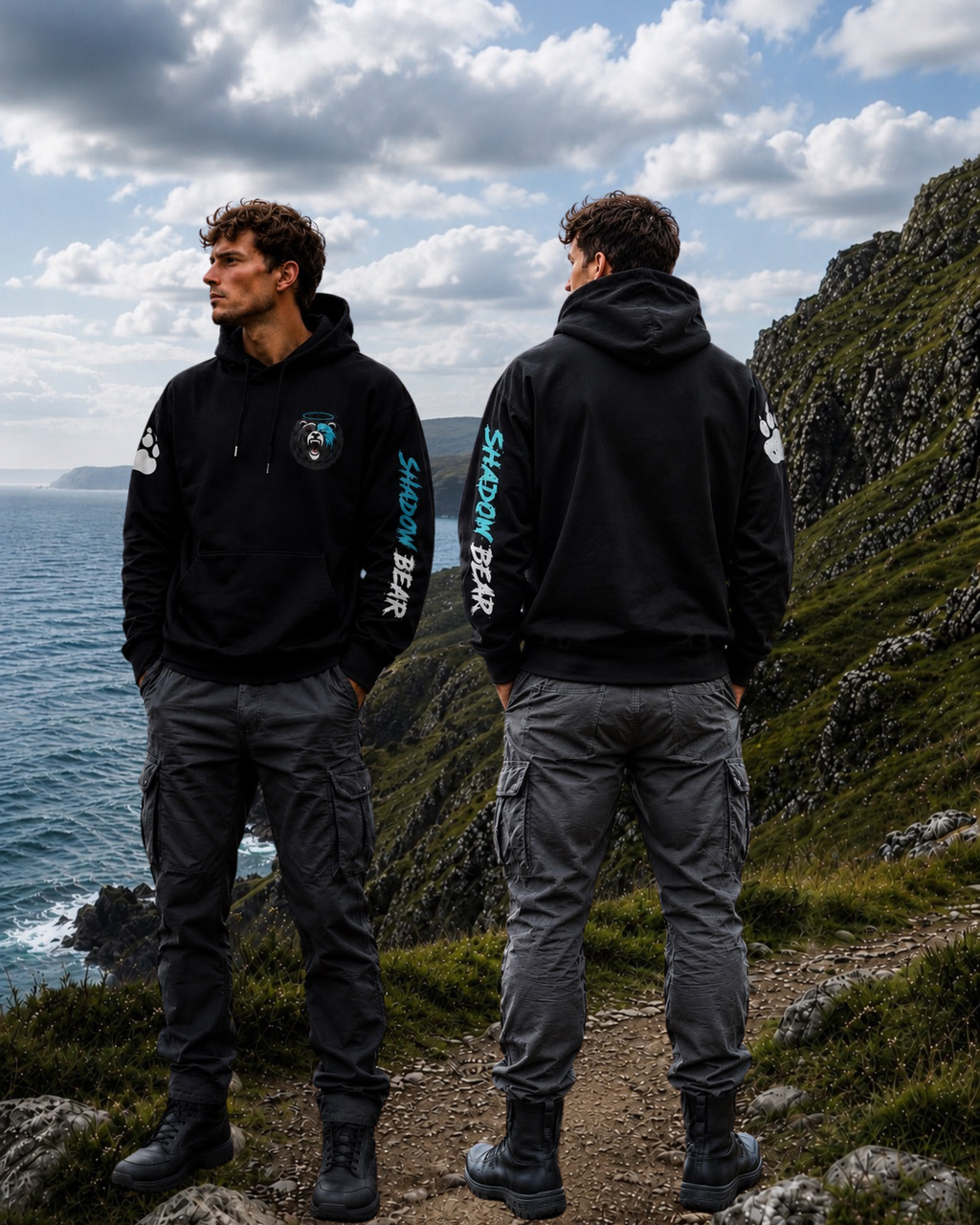 Shadow Bear Signature Hoodie - Black