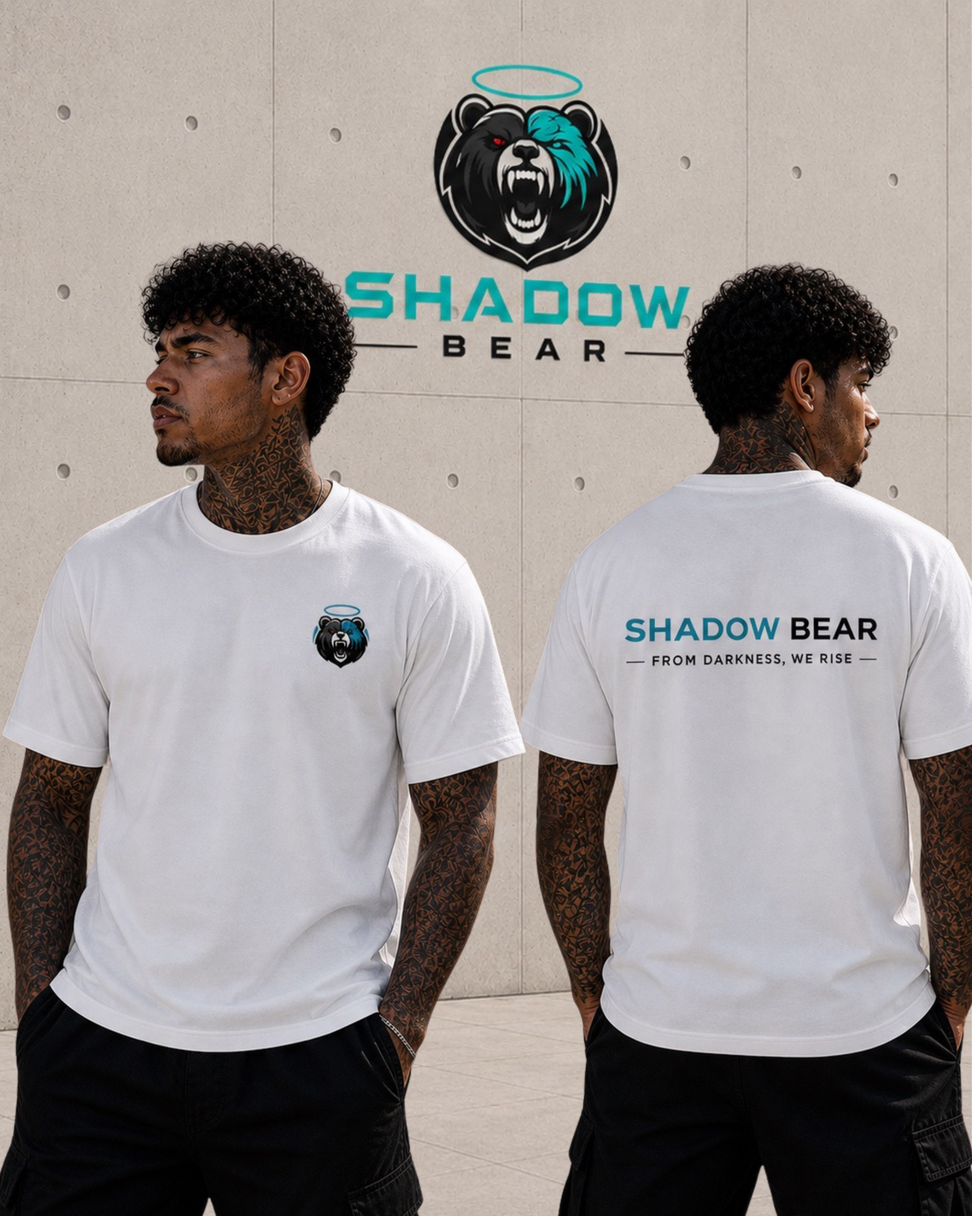 Shadow Bear Tee White